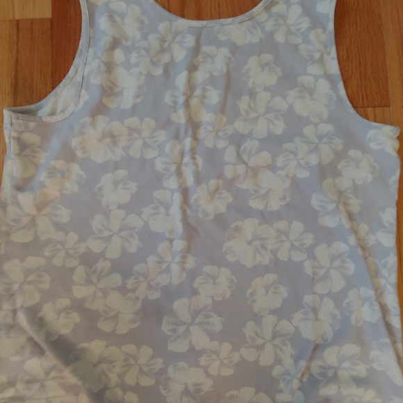 GUC Plus Size Land's End Women's Blue & White Floral Cotton Tank Top - Size 2X - Picture 8 of 8